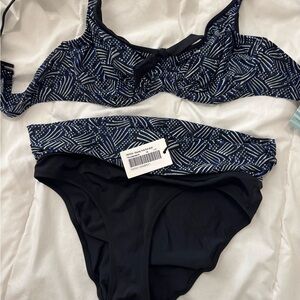 Blue and Black Bikini Set Swimwear